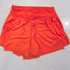 Neon orange butterfly shorts